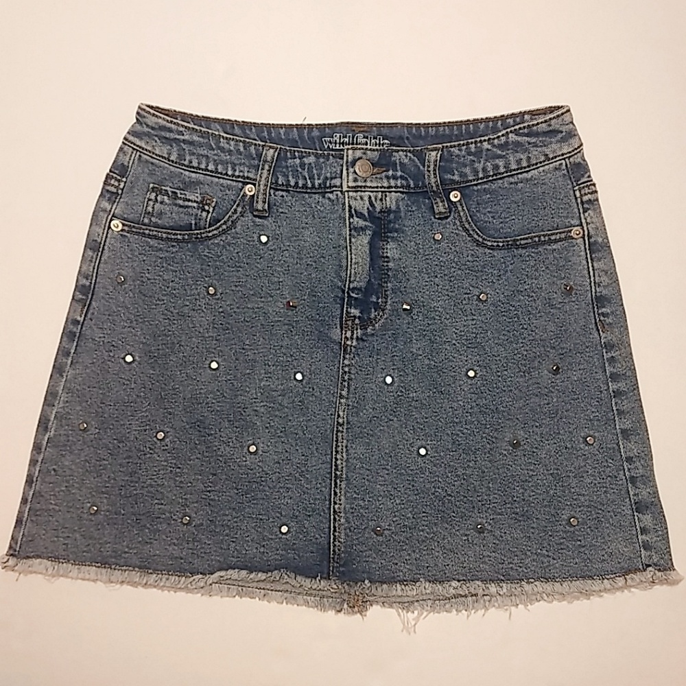 Wild Fable Denim Jean Skirt with Metal Studs 12